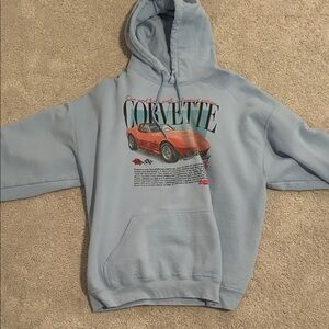 Hybrid Apparel Light Blue Corvette Graphic Hoodie